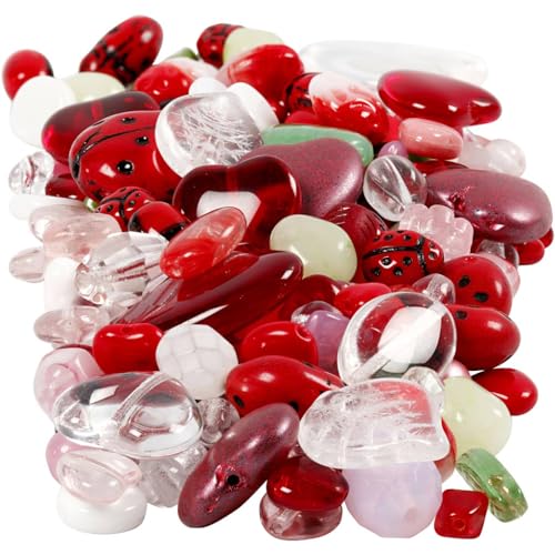 Creative 68423 Glasperlen, Lochgröße 0,5-1,5 mm, verschiedene Farben, Marienkäfer/Blätter/Herzen, Größe 5-22 mm, 350 g Creative 68423 Glasperlen, Lochgröße 0,5-1,5 mm, verschiedene Farben, Marienkäfer/Blätter/Herzen, Größe 5-22 mm, 350 g von Creativ