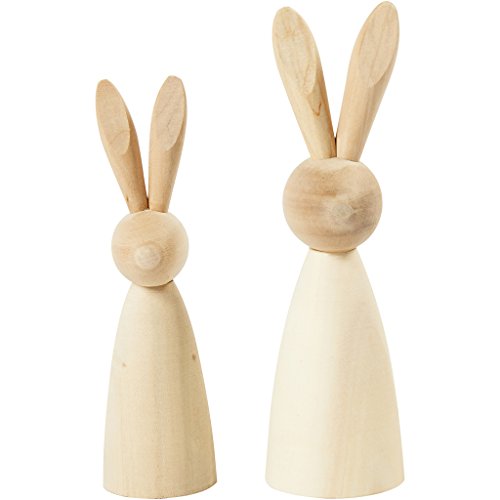 Hasen aus Holz, H: 12+14 cm, Pappelholz, 2 Stück, Tiefe 3,5+4 cm Hasen aus Holz, H: 12+14 cm, Pappelholz, 2 Stück, Tiefe 3,5+4 cm von Creativ