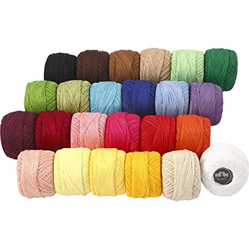 Creativ 42125 Merzerisiertes Baumwollgarn, farblich sortiert, 24 x 20 g, Rosa von Creativ