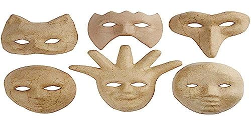 Mittlere Masken, H: 12–21 cm, 6 Stück von Creativ