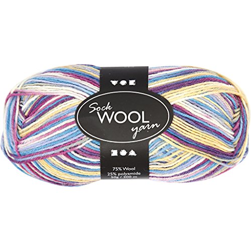 Sockenwolle, L: 200 m, creme/lila harmony, 50 g von Creativ