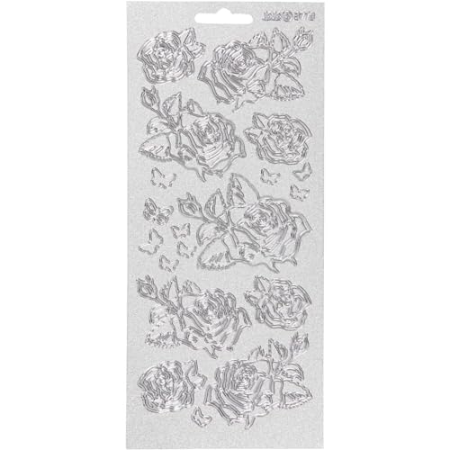 Sticker, Blatt 10x23 cm, Silber, Rosen, 1Bl. Sticker, Blatt 10x23 cm, Silber, Rosen, 1Bl. von Creativ