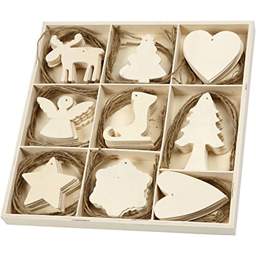 Weihnachtsbaum Deko Holz, 72 Stück Holzanhänger, Christbaumschmuck Set, Ornamente für Weihnachtsbaum, Weihnachtsdeko, Baumschmuck, 7-8 cm Weihnachtsbaum Deko Holz, 72 Stück Holzanhänger, Christbaumschmuck Set, Ornamente für Weihnachtsbaum, Weihnachtsdeko, Baumschmuck, 7-8 cm von Creativ