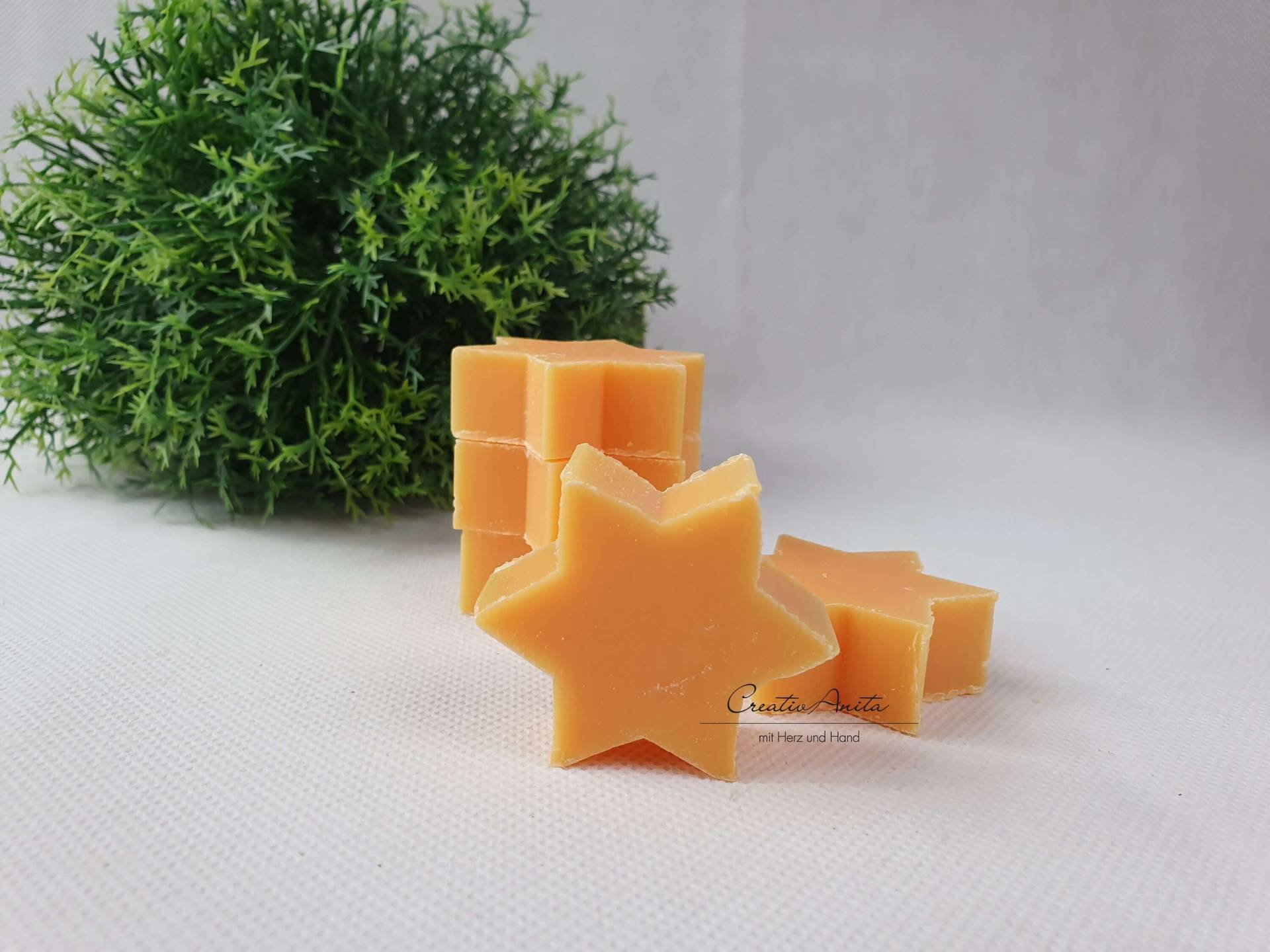 5 Stück - Sterne Seifensterne Orange Kundenpräsent Adventskalenderfüllung Schafmilchseife 5 Stück - Sterne Seifensterne Orange Kundenpräsent Adventskalenderfüllung Schafmilchseife von CreativAnita