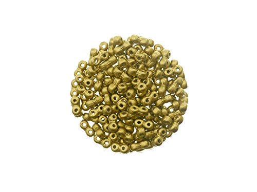 Böhmische Glasperlen "Infinity", 2 Bohrungen, 3x6mm, 120St., matt, altgold, basteln Schmuck selbstmachen von Creative-Beads