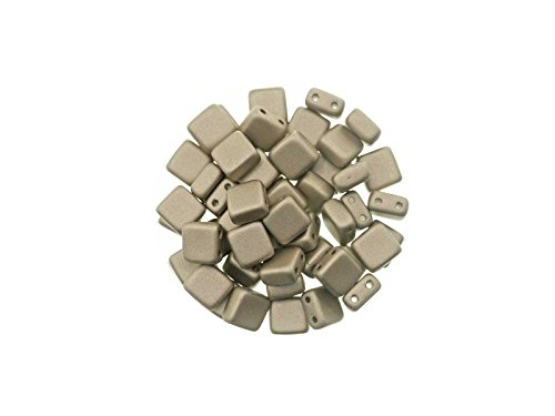 Böhmische Glasperlen"Quadro", 2 Bohrungen, 6mm, 50 St, schlamm, basteln Schmuck selbstmachen von Creative-Beads