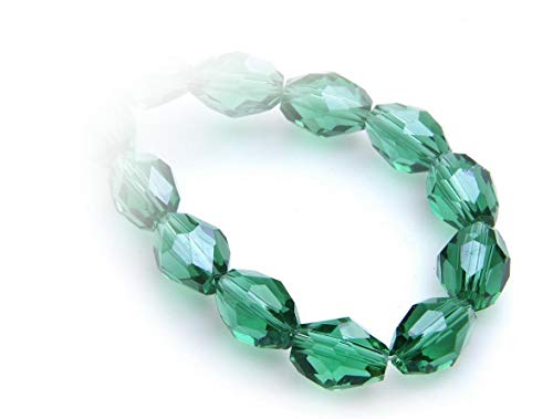 Creative-Beads Glasperle, Schliffperle, Olive 8x11mm 40 Perlen emerald, zum selber machen von Ohrringe, Armbänder, Kette, basteln, gestalten, dekorieren von Creative-Beads
