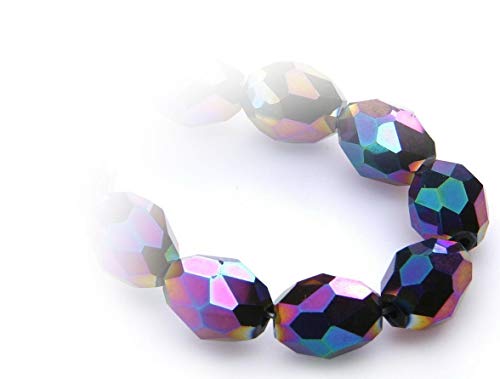 Creative-Beads Glasperle, Schliffperle, Olive 8x11mm 40 Perlen violet green AB, zum selber machen von Ohrringe, Armbänder, Kette, basteln, gestalten, dekorieren von Creative-Beads