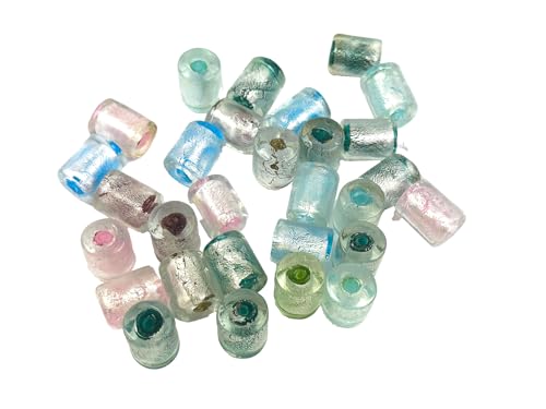Creative-Beads Glasperle, Trommel ca. 16x14mm, Silverfoil, Farbenmix 30 Stck. bunt gemischt von Creative-Beads