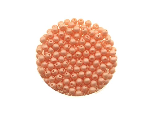 Creative-Beads Glasperle, rund, 3mm, ca.200St, wachsfarben, pastell aprikose, Schmuck selbstmachen, basteln dekorieren von Creative-Beads