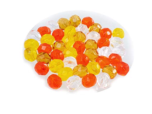 Creative-Beads Glasperle Böhmische Glasschliffperle feuerpoliert rund, 8mm, 45 Perlen, Perlenmischung gelb-orange von Creative-Beads