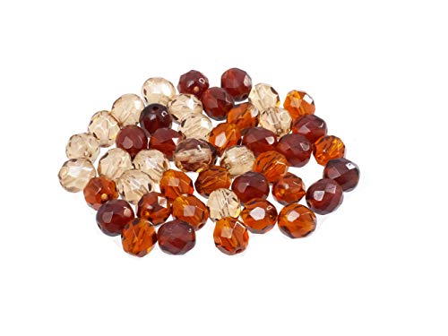 Creative-Beads Glasperle Böhmische Glasschliffperle feuerpoliert rund, 8mm, 45 Perlen, Perlenmischung topas-braun von Creative-Beads
