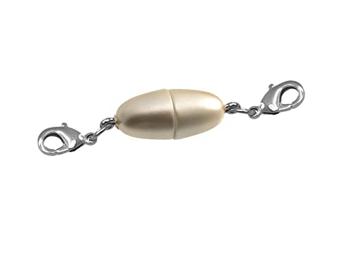 Creative-Beads Magnetverschluss Olive 14x6,5mm mit 2 Edelstahlkarabiner champagner zum nachträglichen einhängen in Halsketten und Schmuck von Creative-Beads
