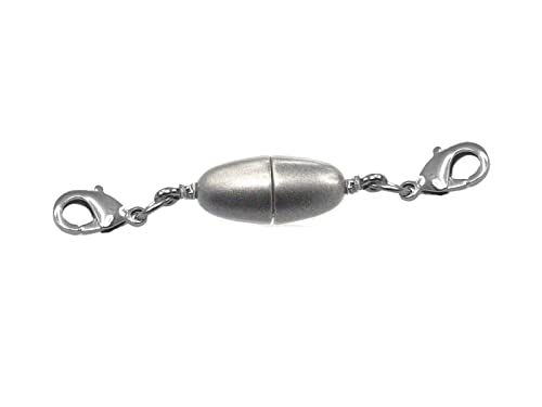 Creative-Beads Magnetverschluss Olive 14x6,5mm mit 2 Edelstahlkarabiner granit zum nachträglichen einhängen in Halsketten und Schmuck von Creative-Beads