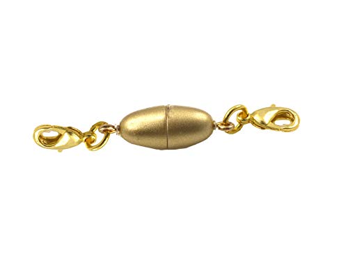 Creative-Beads Magnetverschluss Olive 14x65mm mit 2 Karabiner gold matt zum nachträglichen einhängen in Halsketten und Schmuck von Creative-Beads