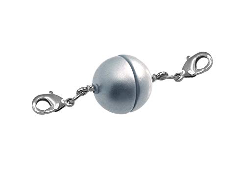 Creative-Beads Magnetverschluss für Ketten, Kugel, rund 12mm 3 Stück mit 2 Edelstahlkarabiner granit zusätzlicher Verschluß für Halsketten und Schmuck von Creative-Beads