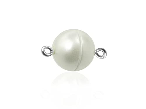 Creative-Beads Magnetverschluss für Ketten und Schmuck 12mm rund weiß Made in DE starker Magnet von Creative-Beads