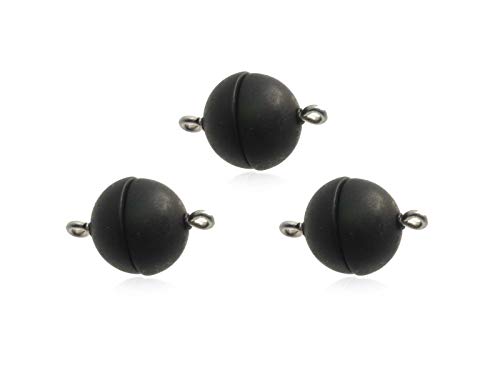 Creative-Beads Magnetverschluss für Ketten und Schmuck 3 Stück extra starker Magnet für Armband Kette Kugel rund 15mm schwarz matt von Creative-Beads