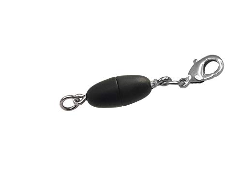 Creative-Beads Magnetverschluss für Schmuck Olive 17x8mm mit 2 Edelstahlkarabiner schwarz matt zum nachträglichen einhängen in Halsketten und Schmuck von Creative-Beads