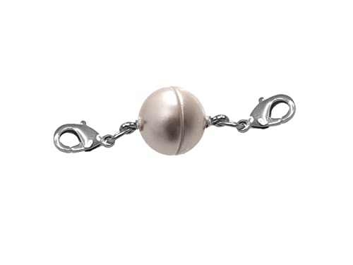 Creative-Beads Magnetverschluss für Schmuck rund 12mm mit 2 Edelstahlkarabiner champagner zum nachträglichen einhängen in Halsketten und Schmuck von Creative-Beads