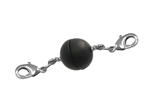 Creative-Beads Magnetverschluss für Schmuck rund 12mm mit 2 Edelstahlkarabiner schwarz matt zum nachträglichen einhängen in Halsketten und Schmuck von Creative-Beads