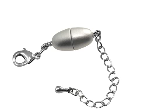 Creative-Beads Magnetverschluss mit Karabiner und Verlängerungskette Olive 14x6,5mm silberfarbig matt zum nachträglichen Einfügen in Halsketten und Schmuck von Creative-Beads