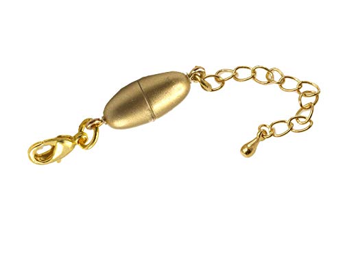 Creative-Beads Magnetverschluss mit Karabiner und Verlängerungskette Olive 14x65mm goldfarbig matt zum nachträglichen Einfügen in Halsketten und Schmuck von Creative-Beads