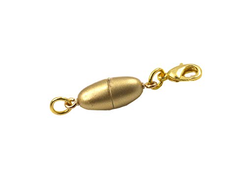 Creative-Beads Magnetverschluss zum einfachen nachträglichen Einbau in Halsketten Olive 14x6,5mm mit Karabiner und Öse, goldfarbig matt von Creative-Beads