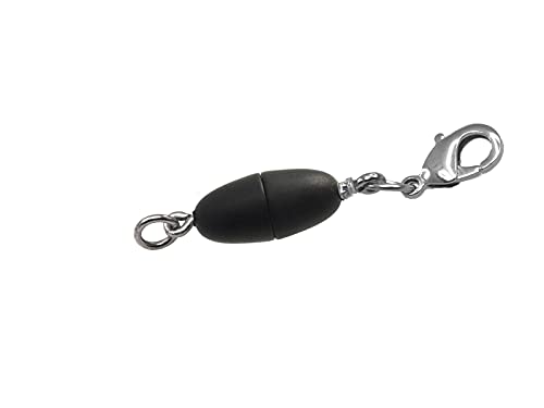 Creative-Beads Magnetverschluss zum einfachen nachträglichen Einbau in Halsketten Olive 17x8mm mit Edelstahl Karabiner und Öse, schwarz matt von Creative-Beads