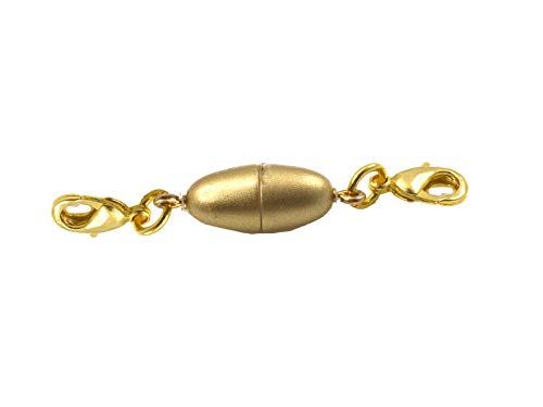 Creative-Beads Magnetverschluss zum einfachen nachträglichen Einbau in Schmuck Olive 17x8mm mit 2 Karabiner goldfarbig matt von Creative-Beads