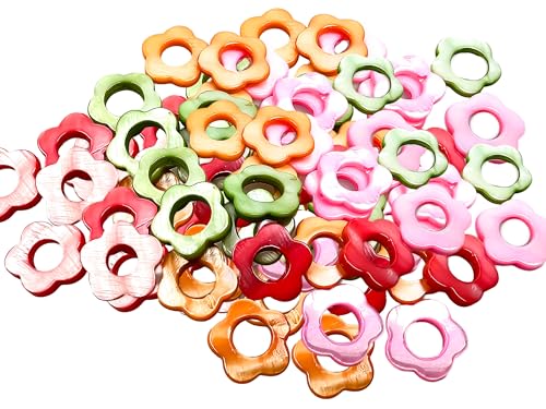 Creative-Beads Perlmutt zum auffädeln 100 Blümchen bunt gemischt,Schmuck selber machen von Creative-Beads