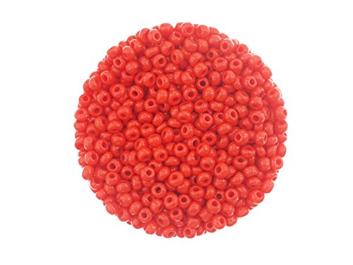 Creative-Beads Rocailles, Glasperlen, 2,6mm (9-0) mehr als 3000 Perlen, satte Farben, 50gr Beutel rot, von Creative-Beads
