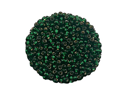 Creative-Beads Rocailles, Glasperlen, 2,6mm (9-0) mehr als 3000 Perlen Silbereinzug 50gr Beutel dunkelgrün, von Creative-Beads