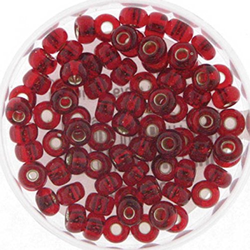 Creative-Beads Rocailles, böhmische Glasperlen, 6-0 4mm 14g Döschen, silbereinzug rot um Schmuck, Deko, Armband selber zu machen oder von Creative-Beads