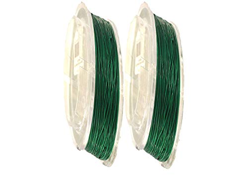 Creative-Beads Schmuckdraht Juwelierdraht Edelstahldraht, Stahlseil, ummantelt 0,4mm, 2x100m Rolle, grün zum Schmuck selber machen von Creative-Beads