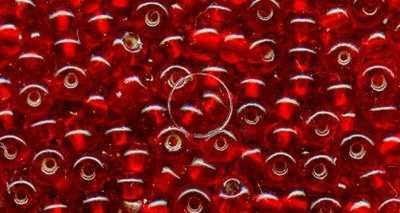 Creative-Beads böhmische Glasperlen, Rocailles, 2.6 mm. Silbereinzug. 14g Döschen, rot um Schmuck, Deko, Armband selber zu machen oder von Creative-Beads