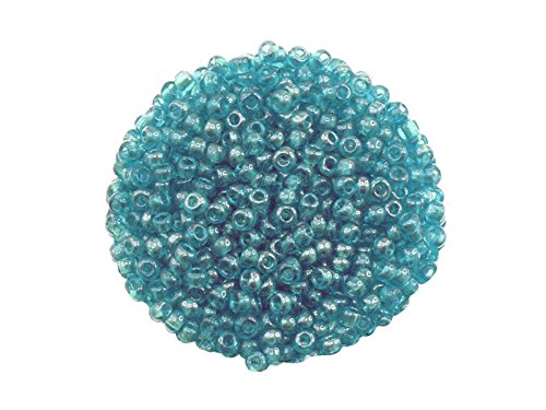 Creative-Beads böhmische Glasperlen, Rocailles, 9-0, 2.6 mm, Rainbowlüster, 14g Döschen, hellblau um Schmuck, Deko, Armband selber zu machen oder von Creative-Beads