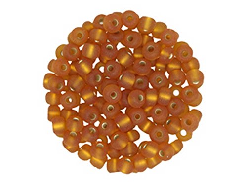 Creative-Beads farbige böhmische Rocailles, Glasperlen, 4,5mm (5-0), 50gr Beutel Silbereinzug, matt hellbraun, von Creative-Beads