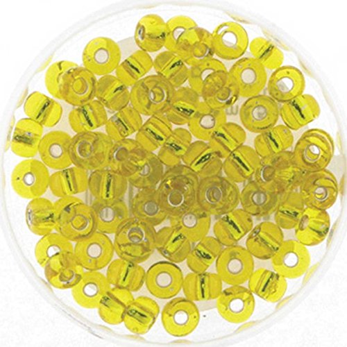 Creative-Beads farbige böhmische Rocailles, Glasperlen 4mm (6-0) 50gr (ca.600 Perlen) Beutel Silbereinzug gelb, von Creative-Beads