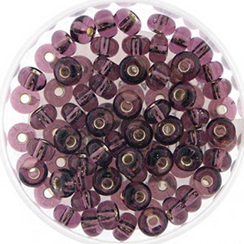 Creative-Beads farbige böhmische Rocailles, Glasperlen 4mm (6-0) 50gr (ca.600 Perlen) Beutel Silbereinzug lila, von Creative-Beads