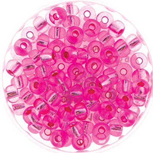 Creative-Beads farbige böhmische Rocailles, Glasperlen 4mm (6-0) 50gr (ca.600 Perlen) Beutel Silbereinzug pink, von Creative-Beads