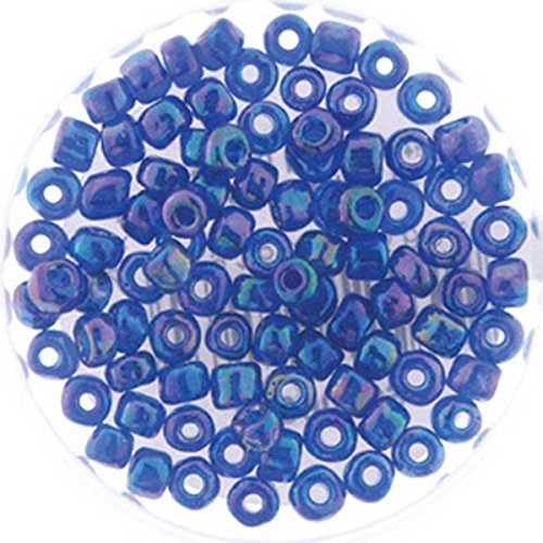 Creative-Beads farbige böhmische Rocailles, Glasperlen 4mm (6-0) 50gr (ca.600 Perlen) Beutel blau multi, von Creative-Beads
