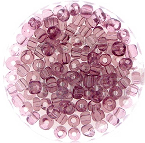 Creative-Beads farbige böhmische Rocailles, Glasperlen 4mm (6-0) 50gr (ca.600 Perlen) Beutel transparent amethyst, von Creative-Beads