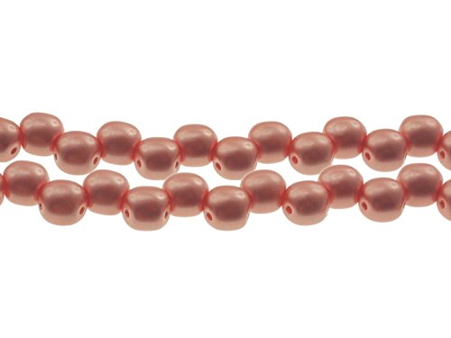 Glasperle double, 6mm, 2 Bohrungen, Strang 50Stück, gänzend aprikose, basteln Schmuck selbstmachen von Creative-Beads