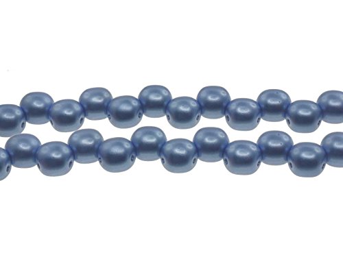 Glasperle double, 6mm, 2 Bohrungen, Strang 50Stück, gänzend sapphire, basteln Schmuck selbstmachen von Creative-Beads