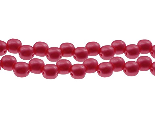 Glasperle double, 6mm, 2 Bohrungen, Strang 50Stück, glänzend siam, basteln Schmuck selbstmachen von Creative-Beads
