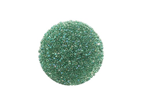 Glasperlen japanische Rocailles Miyuki Delica Perlen, 11/0, DB60, metallic rainbow green light, 5gr. von Creative-Beads