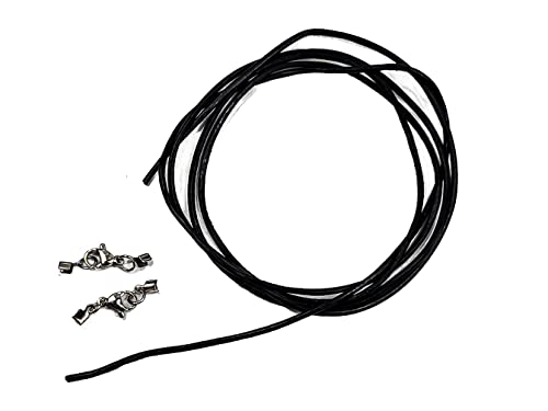 Lederband Lederkette Ledercollier f. Damen Herren Schwarze Lederschnur Rindsleder 3mm ca.1 00m lang mit 2 Stück Edelstahl Lederbandverschluss zum selbst montieren von Creative-Beads