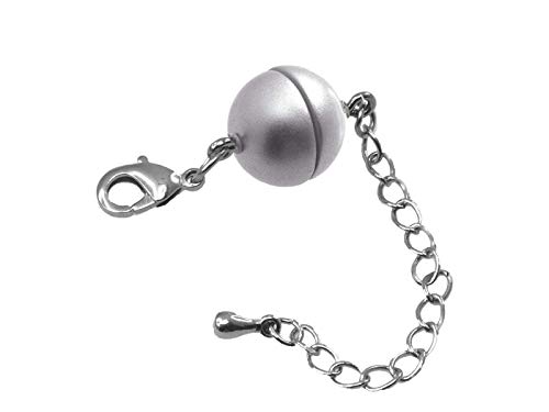 Magnetverschluss für Ketten u. Armbänder mit Karabiner und Verlängerungskette rund 15mm 3 Stück silber matt zum nachträglichen Einfügen in Halsketten und Schmuck von Creative-Beads