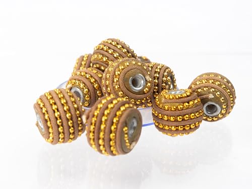Metallicperle Candy, 10 Stück, ca 14mm gold, zum auffädeln, für selbst gemachten Schmuck, Ketten, von Creative-Beads